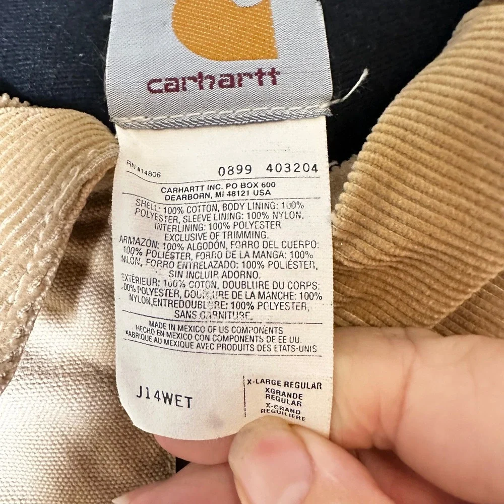 Vintage Carhartt J14WET Santa Fe Jacket XL Wheat Duck Canvas Quilt Lined Workwea
